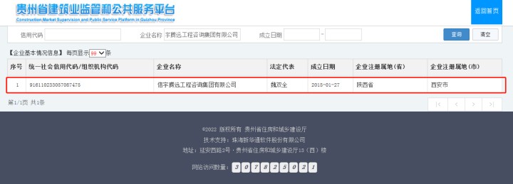 貴州省建筑業監管和公共服務平臺  信宇騰遠工程咨詢集團有限公司
